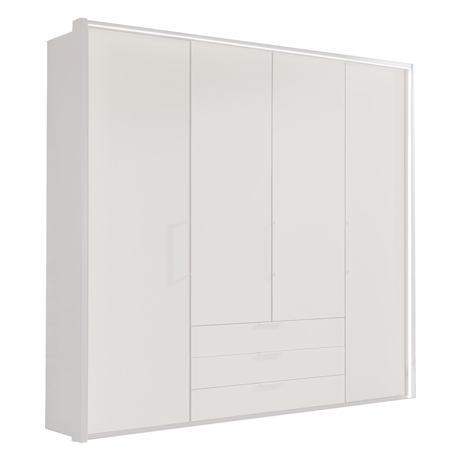 Glasgow White 4 Door Wardrobe with Drawers (W200cm)