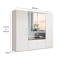 Glasgow White 4 Door Wardrobe with Drawers (W200cm) With Mirror - Dimensions