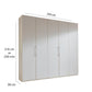 Glasgow White 5 Door Hinged Wardrobe (W250cm) - Dimensions