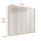 Glasgow White 5 Door Wardrobe with Drawers (W250cm) - Dimensions