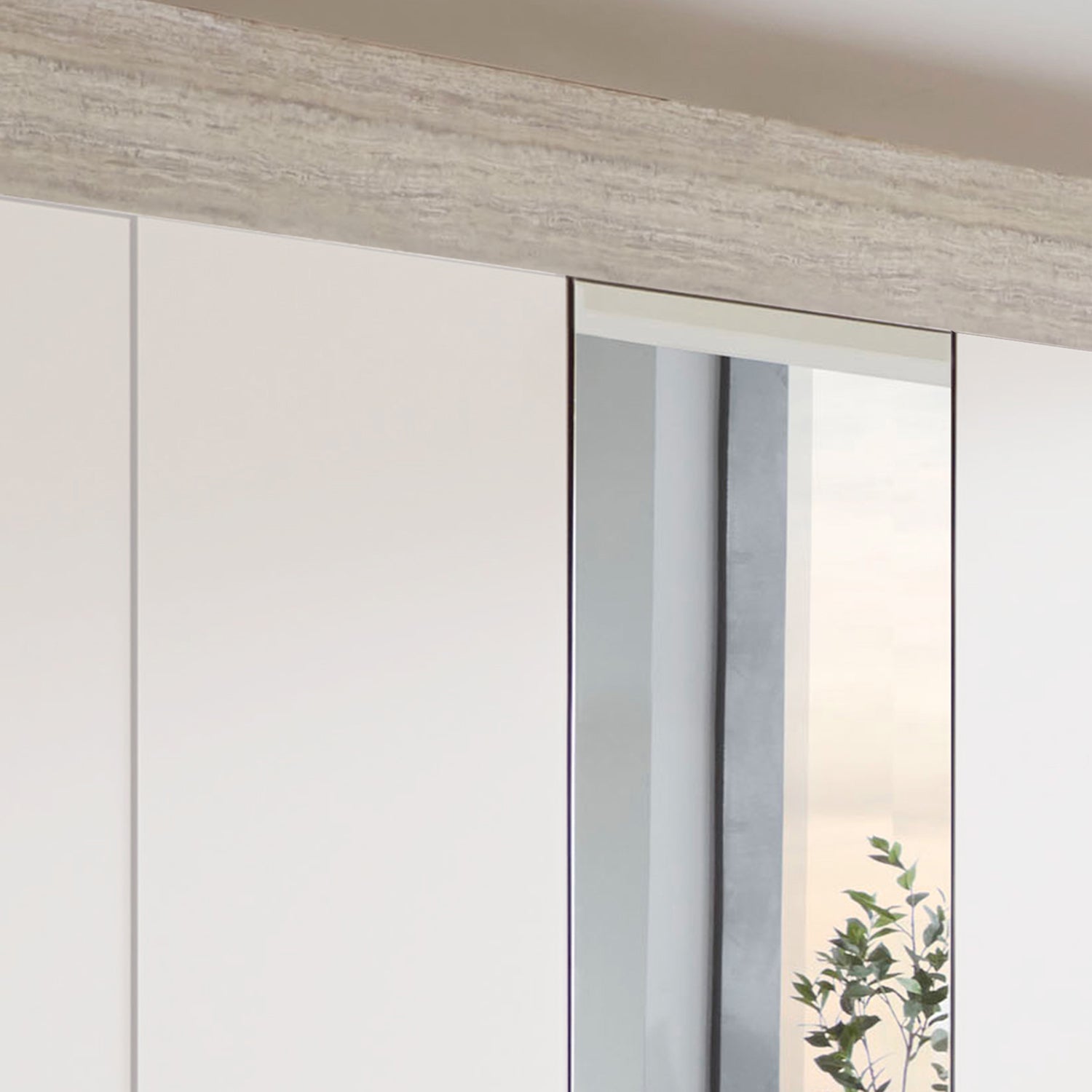 Glasgow White 5 Door Wardrobe with Drawers (W250cm) With Mirror Closeup View