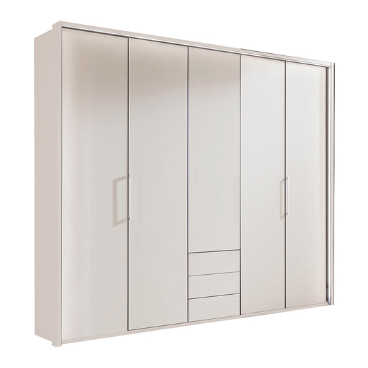 Halver White 5 Door Wardrobe with Drawers (W250cm) 