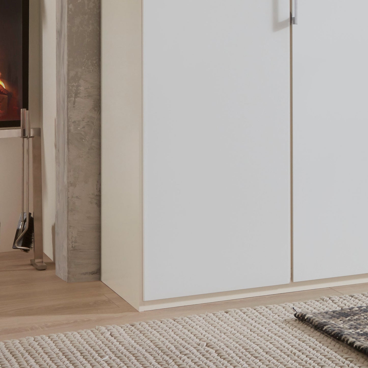 Halver White 6 Door Hinged Wardrobe (W300cm) - Side Closeup View