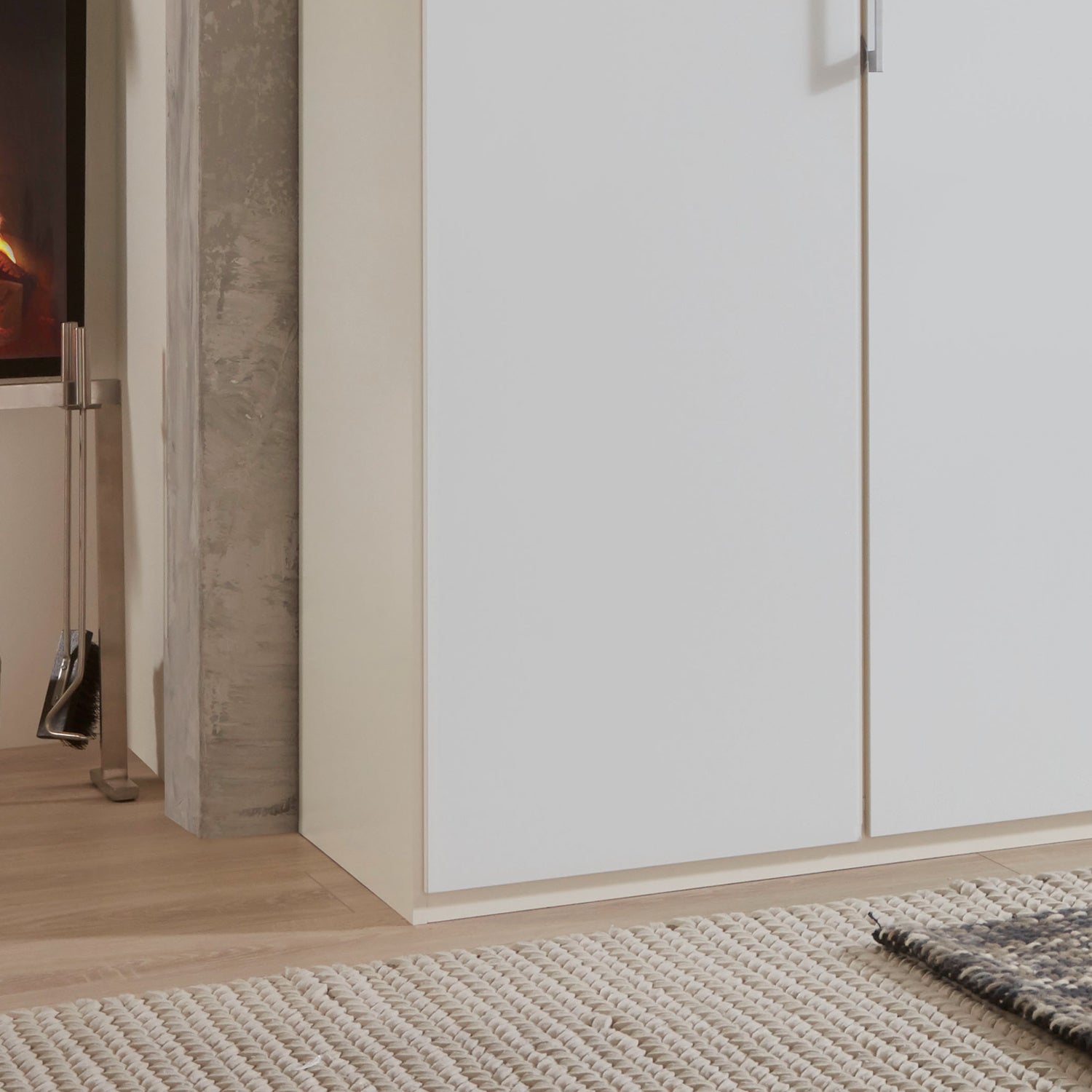 Halver White 6 Door Hinged Wardrobe (W300cm) - Side Closeup View