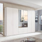 Halver White 6 Door Wardrobe with Drawers (W300cm) With Mirror Styled in Bedroom