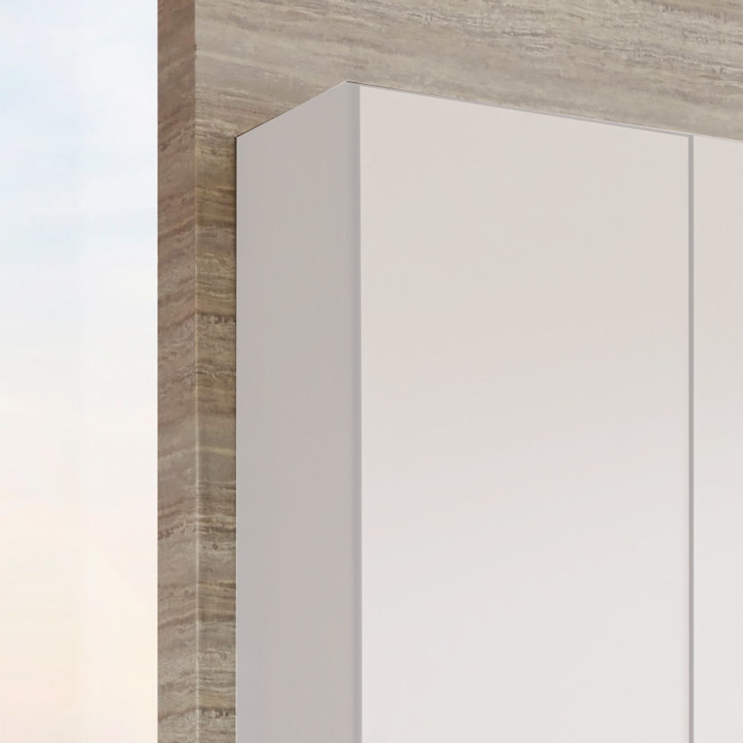 Halver White 6 Door Wardrobe with Drawers (W300cm) - Side VIew 