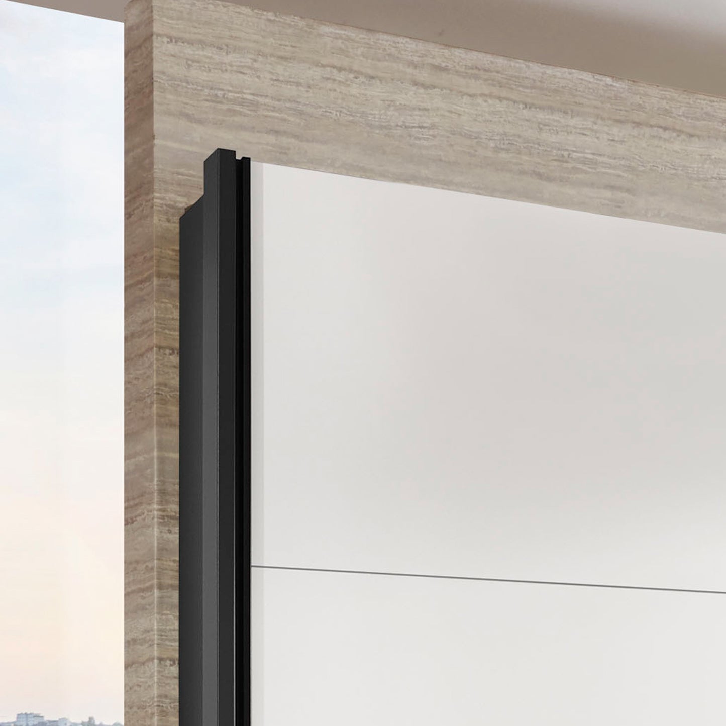 Close-up of a Graphite Side Profile for Halver Sliding Door Wardrobe