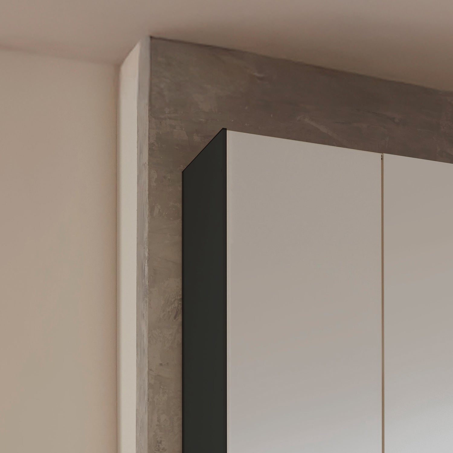 Halver Graphite &amp; White 4 Door Hinged Wardrobe – W200cm - Side Closeup View