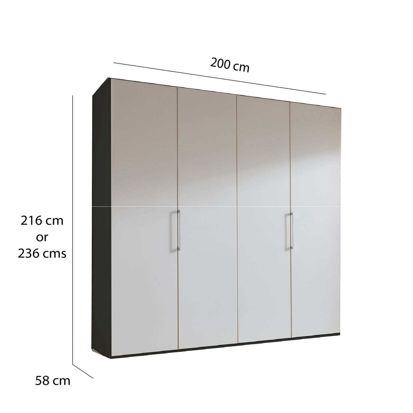 Halver Wardrobe with dimensions labeled on a white background