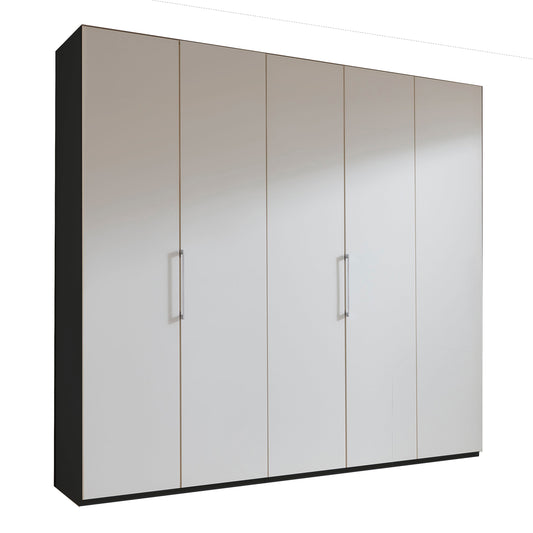 Halver Graphite & White 5 Door Hinged Wardrobe (W250cm)