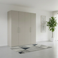 Pebble Grey wardrobe in a room with a geometric rug and plant