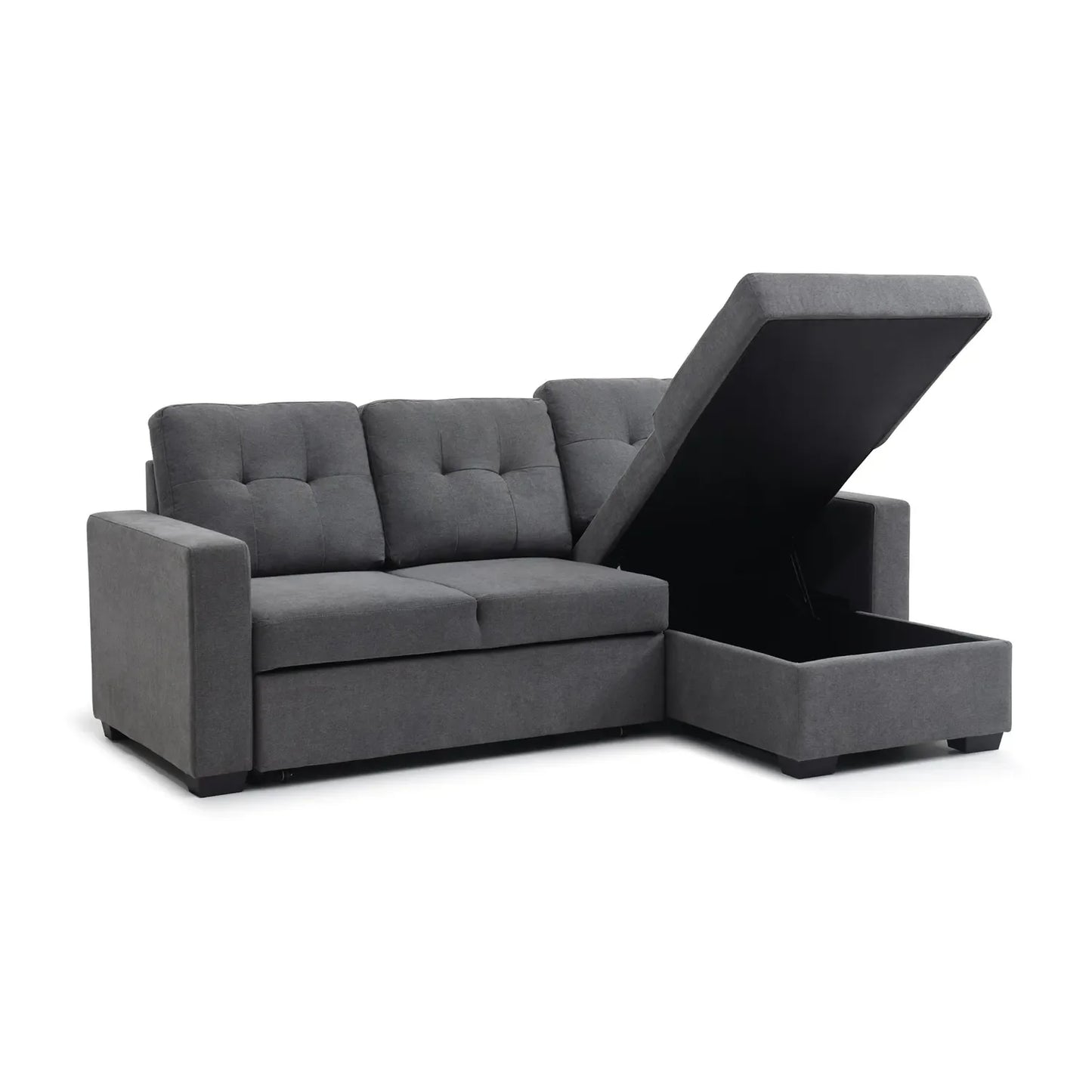 Hampshire Grey Textured Weave Fabric Corner Sofa Bed - Pendle Village Furniture