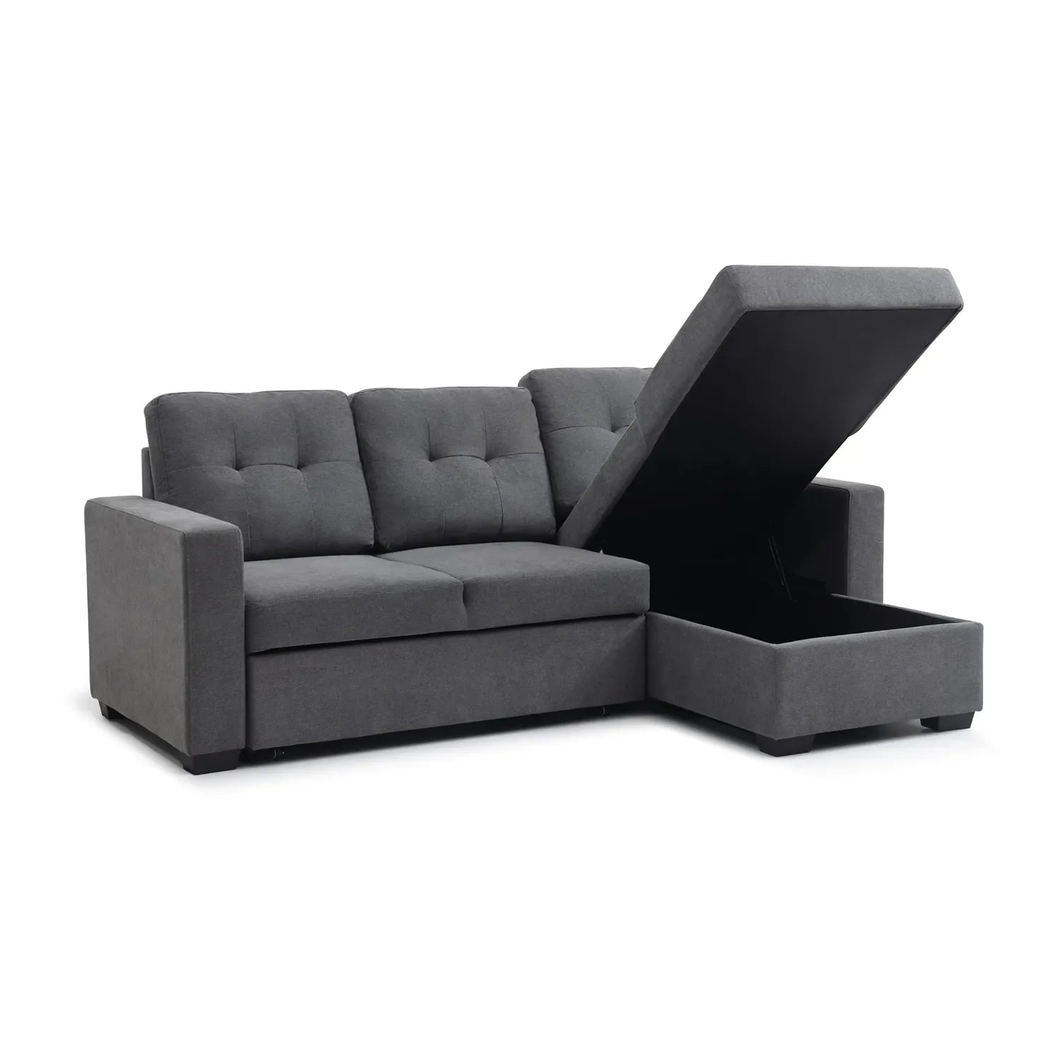 Hampshire Grey Textured Weave Fabric Corner Sofa Bed - Pendle Village Furniture
