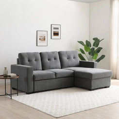 Hampshire Grey Textured Weave Fabric Corner Sofa Bed - Pendle Village Furniture