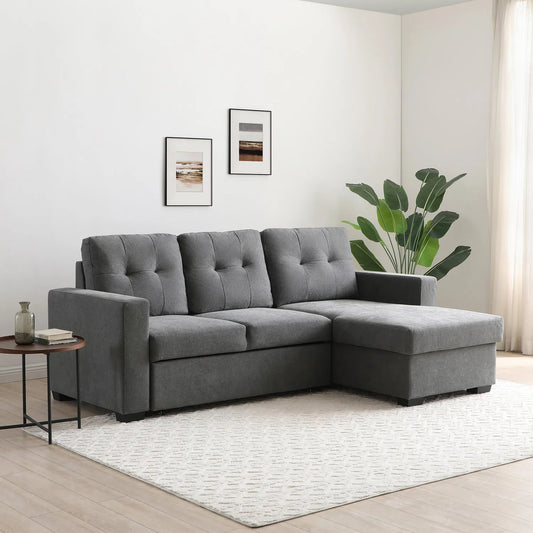 Hampshire Grey Textured Weave Fabric Corner Sofa Bed - Pendle Village Furniture