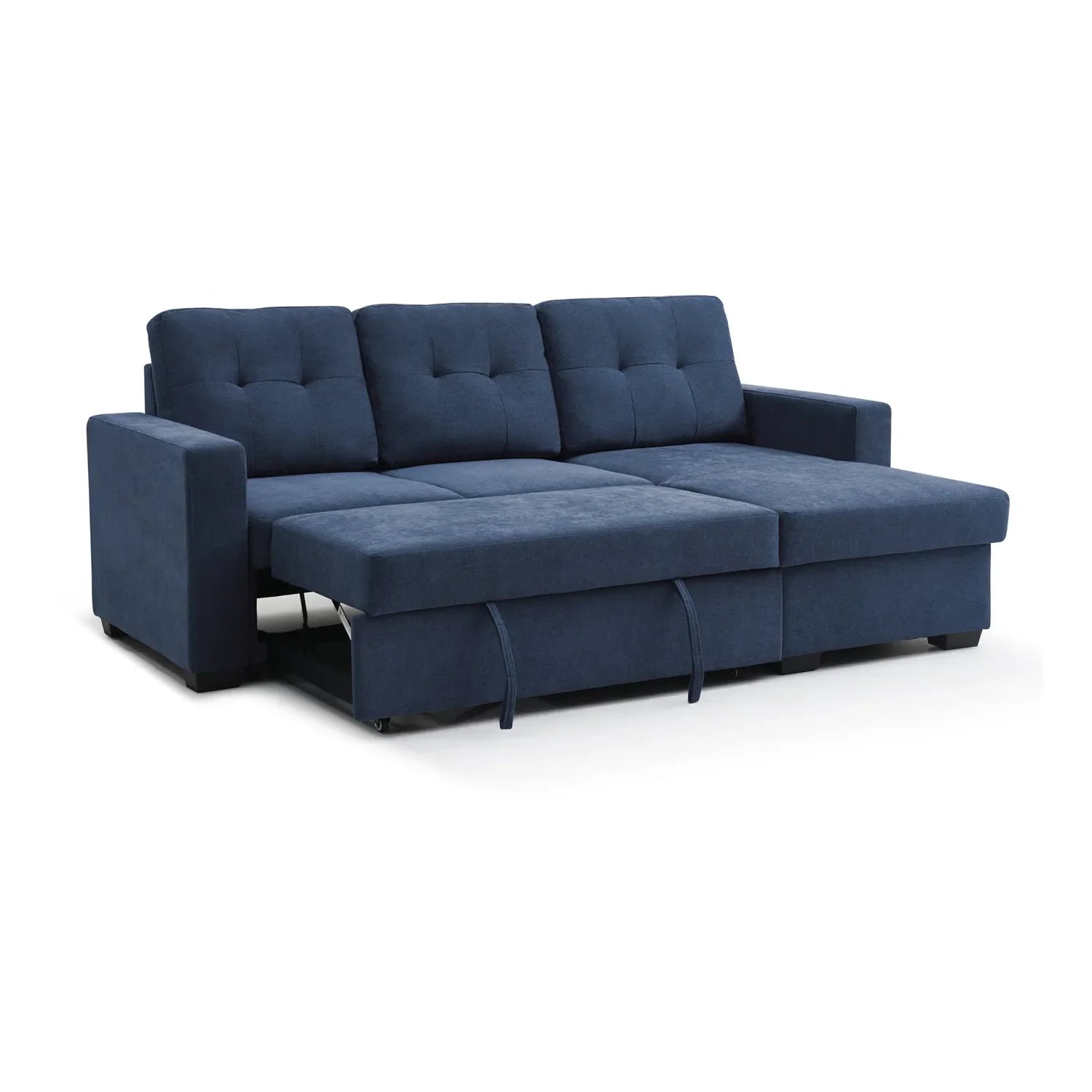 Hampshire Navy Textured Weave Fabric Corner Sofa Bed - Pendle Village Furniture