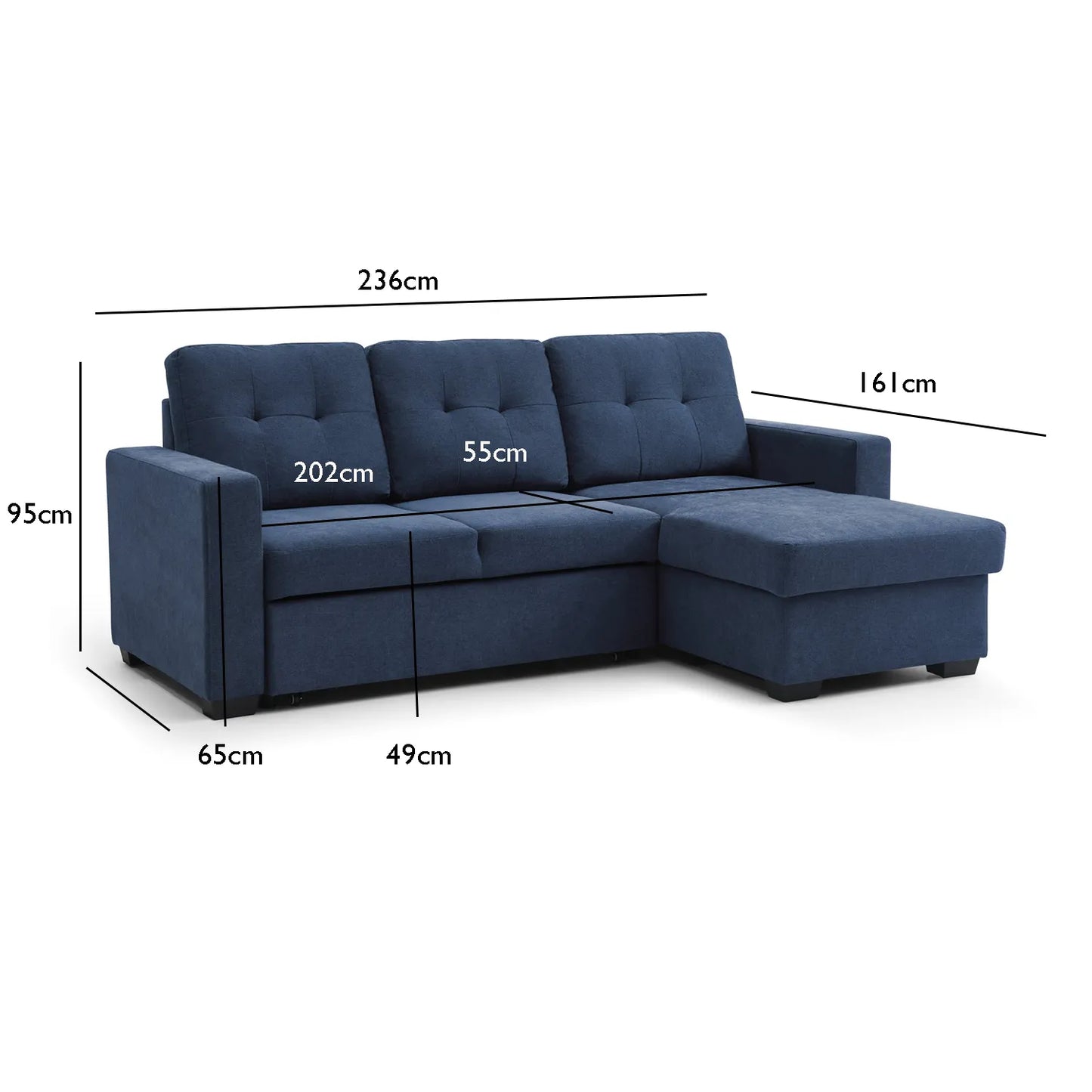 Hampshire Natural Textured Weave Fabric Corner Sofa Bed - Pendle Village Furniture