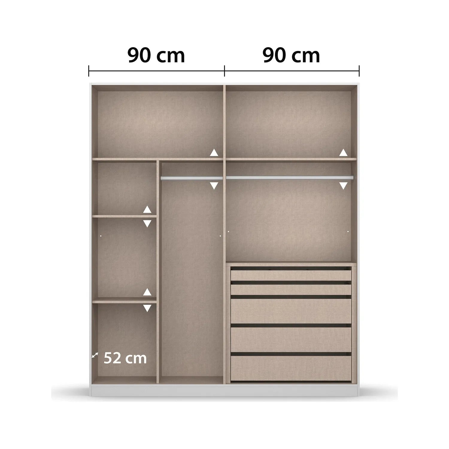 Interior 5 Drawer For Wardrobes - Orange - 98M1 - Interior view