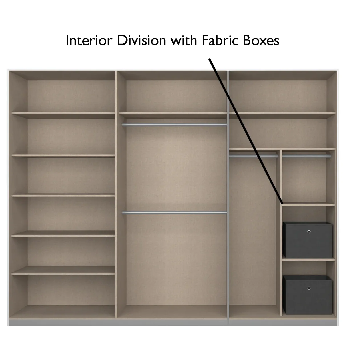 Interior Division for Rauch Wardrobes - Interior View Styled in a Living Room