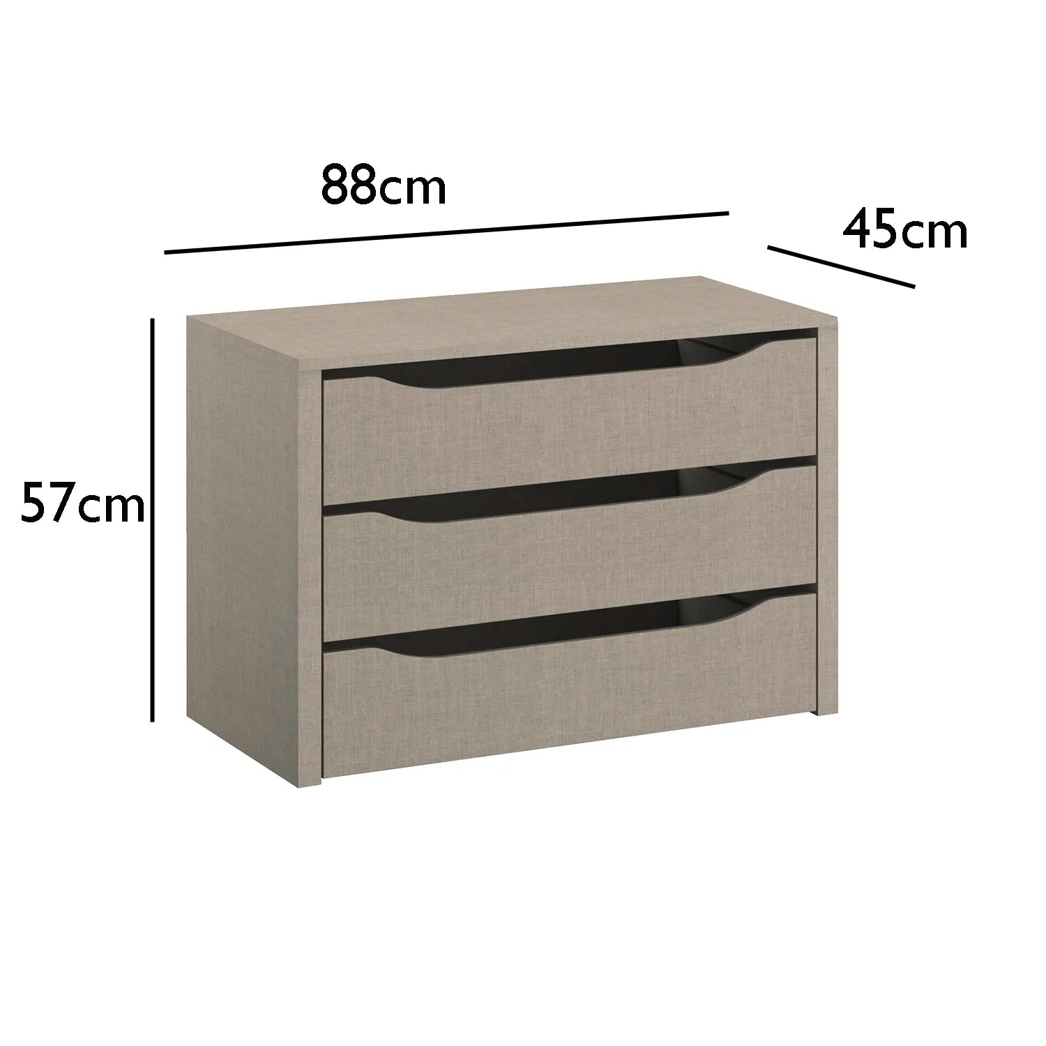 Interior 3 Drawer For Wardrobes - Orange - Style 1 - 9895 - Dimensions