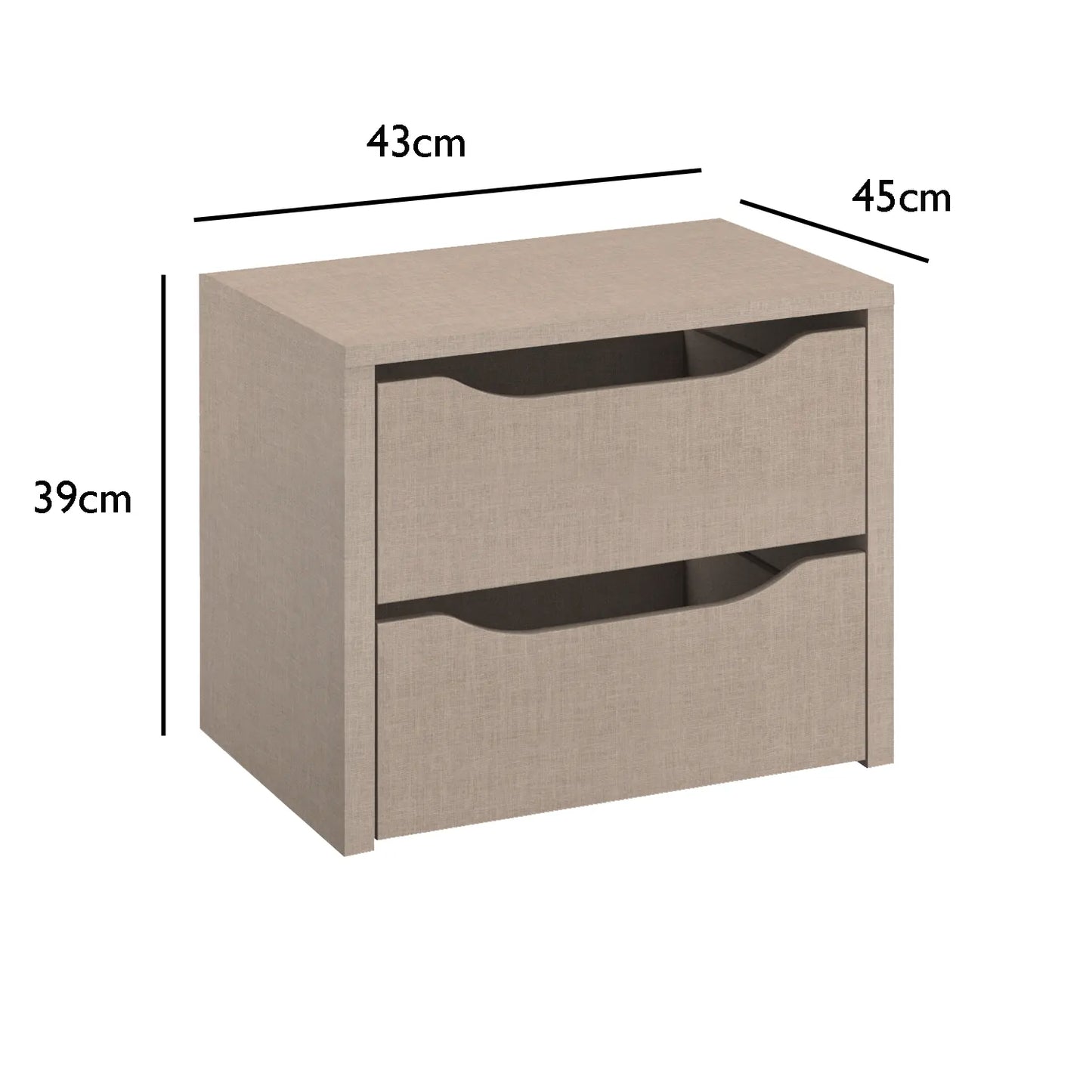 Interior 2 Drawer For Wardrobes - Orange - Style 1 - 9843 - Dimensions