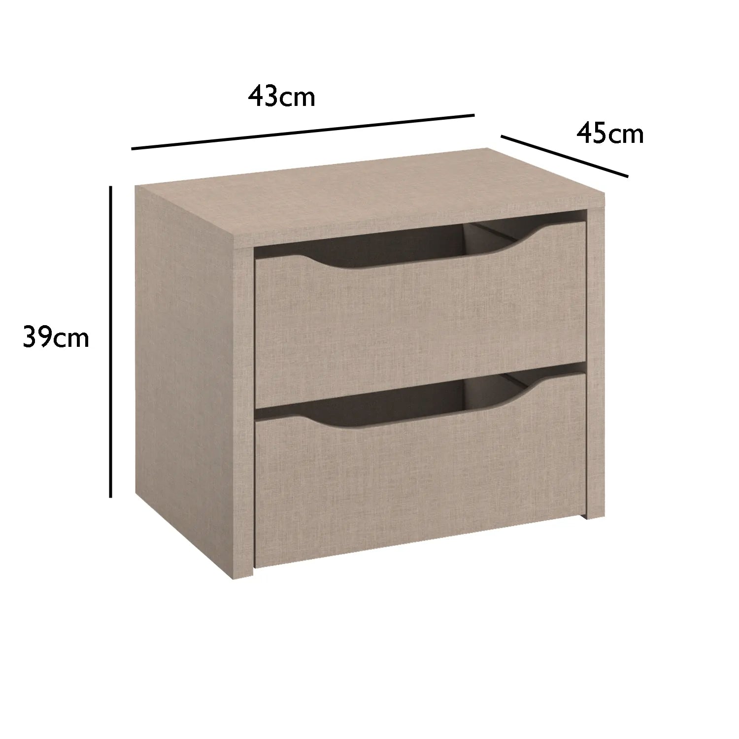 Interior 2 Drawer For Wardrobes - Orange - Style 1 - 9843 - Dimensions