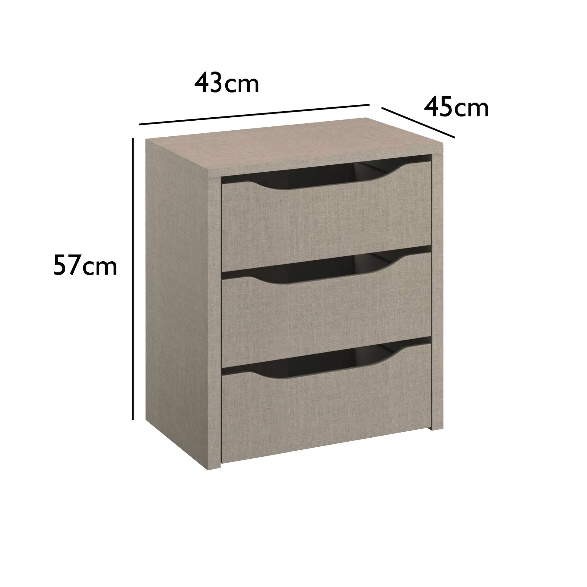 Interior 3 Drawer For Wardrobes - Orange - Style 1 - 9893 - Dimensions