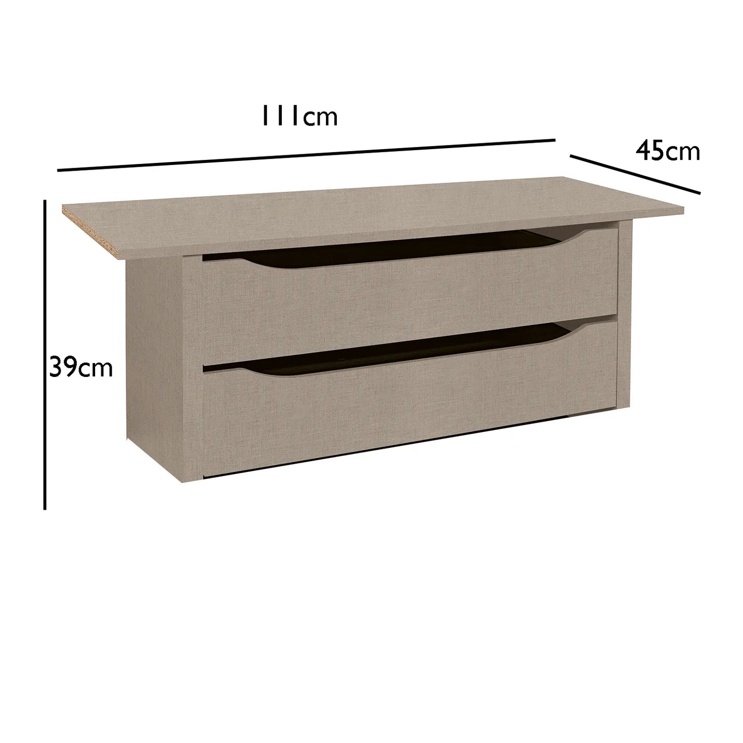 Interior 2 Drawer For Wardrobes - Orange - Style 3 - 9804 - Dimensions