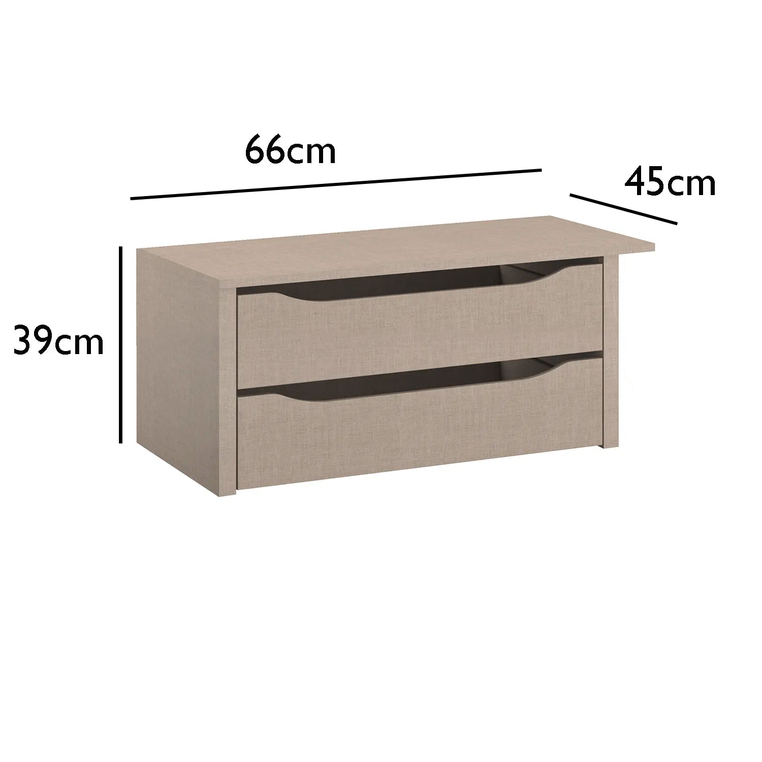 Interior 2 Drawer For Wardrobes - Orange - Style 2 - 9864 - Dimensions