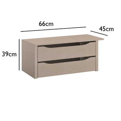 Interior 2 Drawer For Wardrobes - Orange - Style 2 - 9864 - Dimensions