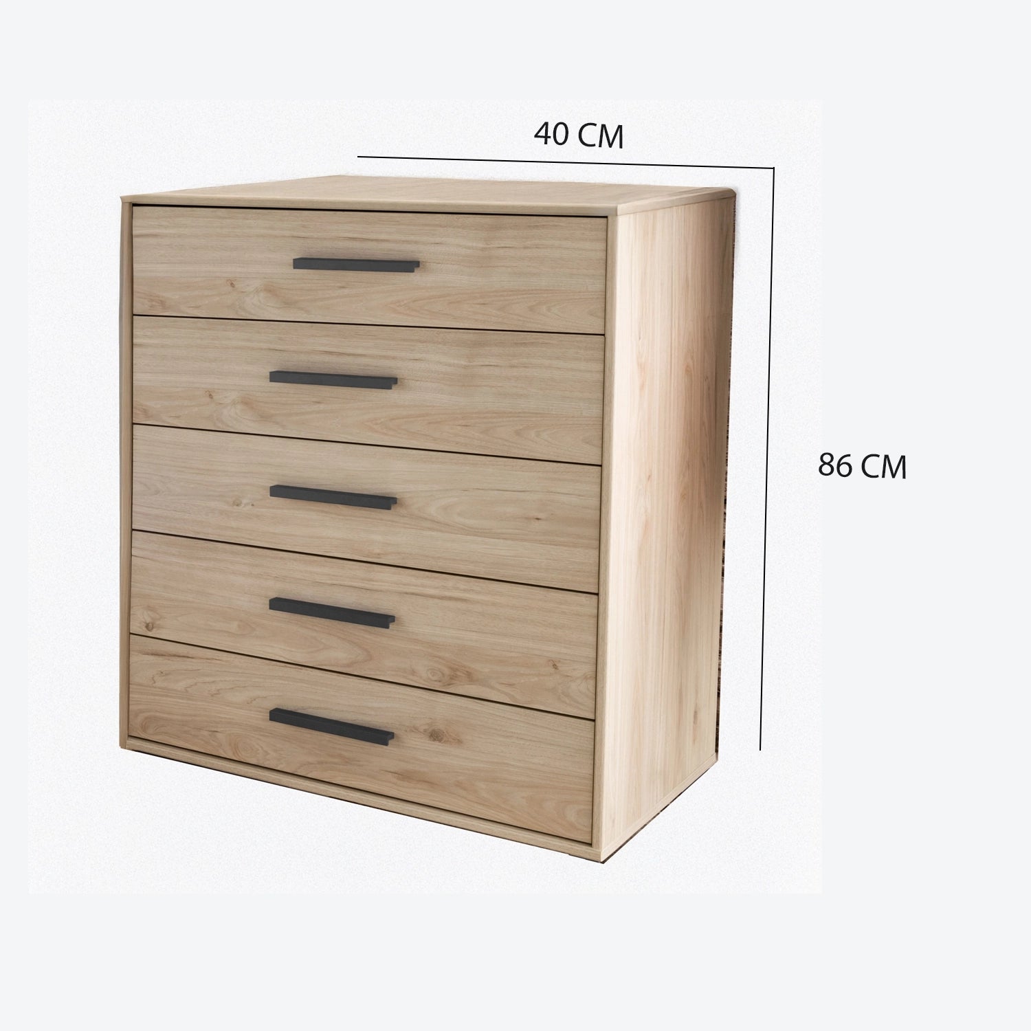 Johnson 5 Drawer Chest - W40CM - Dimensions