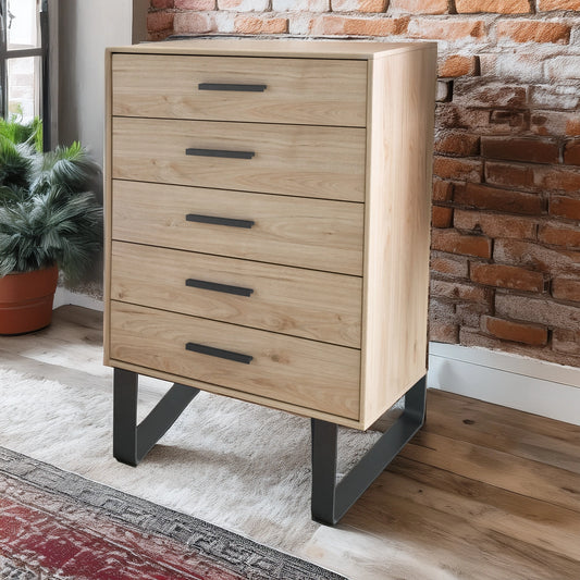 Johnson 5 Drawer Chest - W60CM With angled Feet - Styled in Bedroom