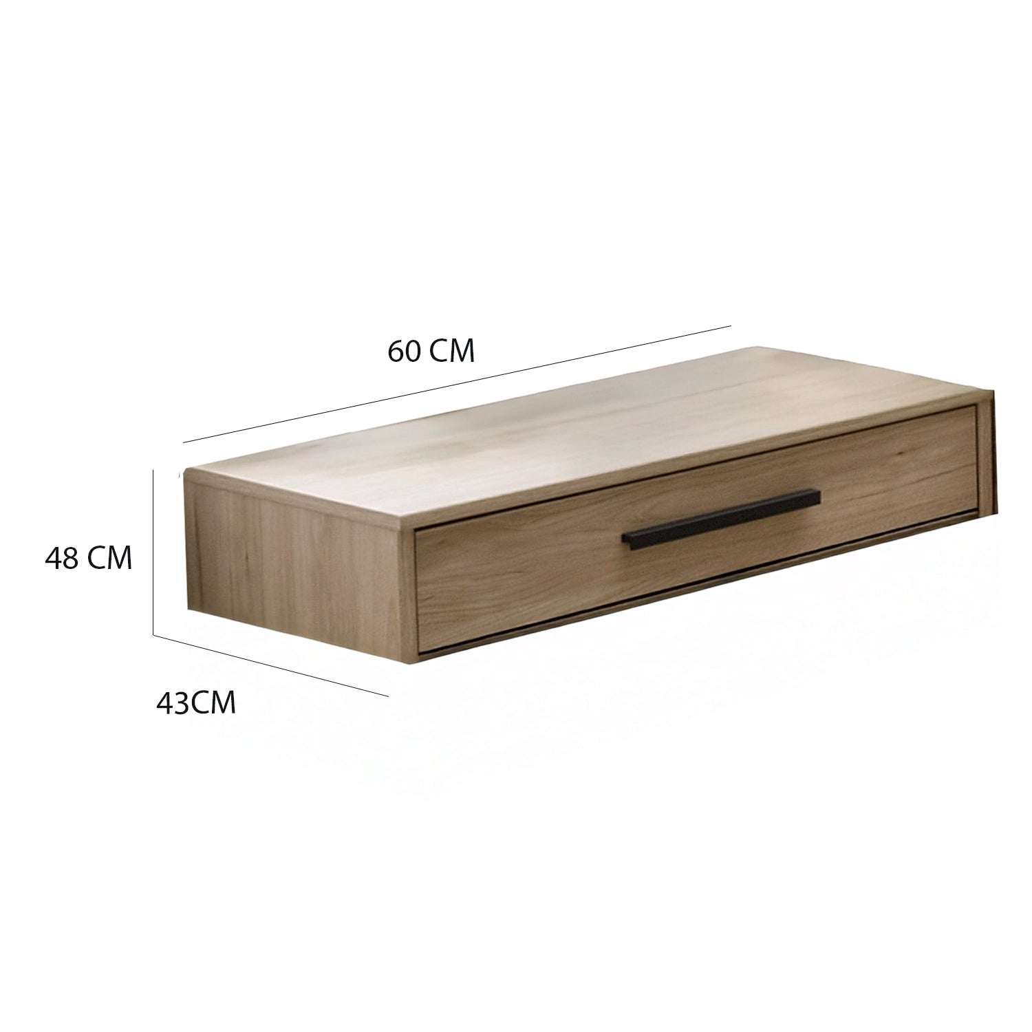 Johnson Floating 1 Drawer Bedside Cabinet  - Dimensions