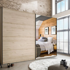 Johnson Holm Oak Sliding Wardrobe with Mirror - Styed in Bedroom