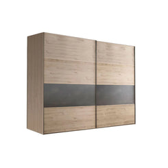 Johnson Holm Oak Sliding Wardrobe with One Slate Finish Panel  