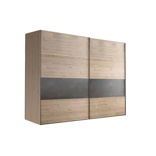 Johnson Holm Oak Sliding Wardrobe with One Slate Finish Panel  