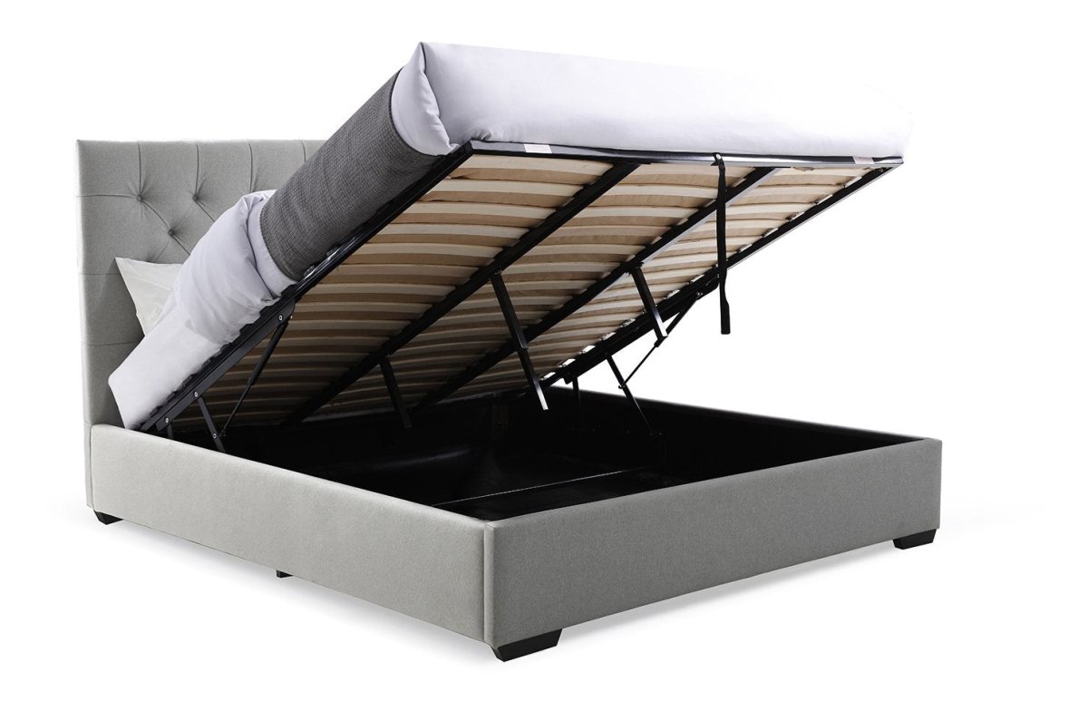 Lisa King Size Faux Wool End Lift Ottoman Bed 