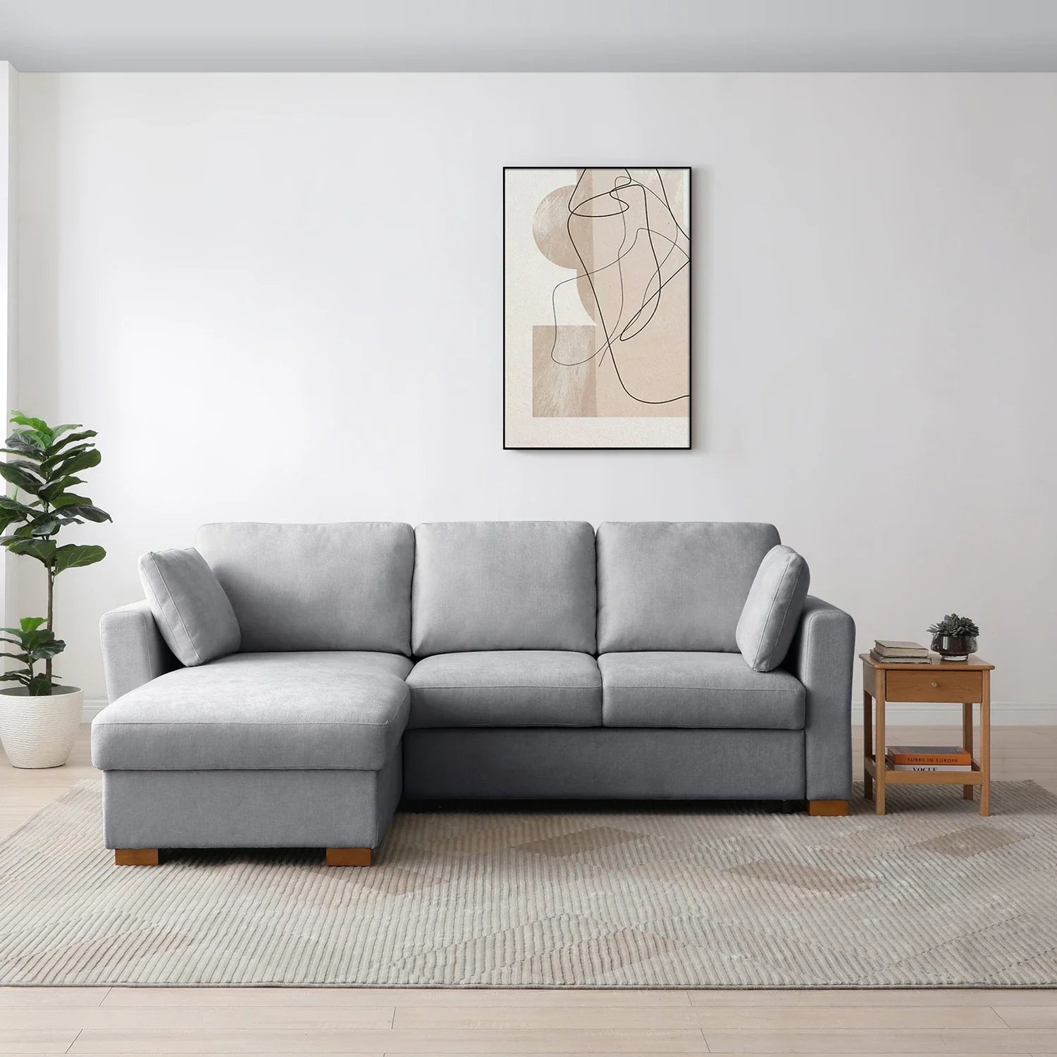 SereneDream Corner Sofa Bed in Rhea Grey Chenille Fabric - Pendle Village Furniture