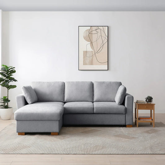 SereneDream Corner Sofa Bed in Rhea Grey Chenille Fabric - Pendle Village Furniture