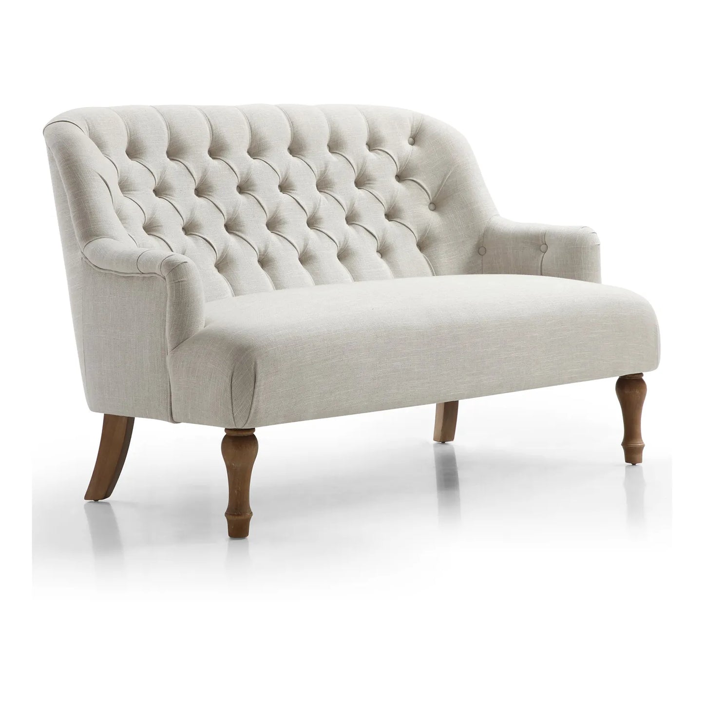 Bia Traditional Cream Linen Fabric 2 Seater Sofa - Pendle Village Furniture