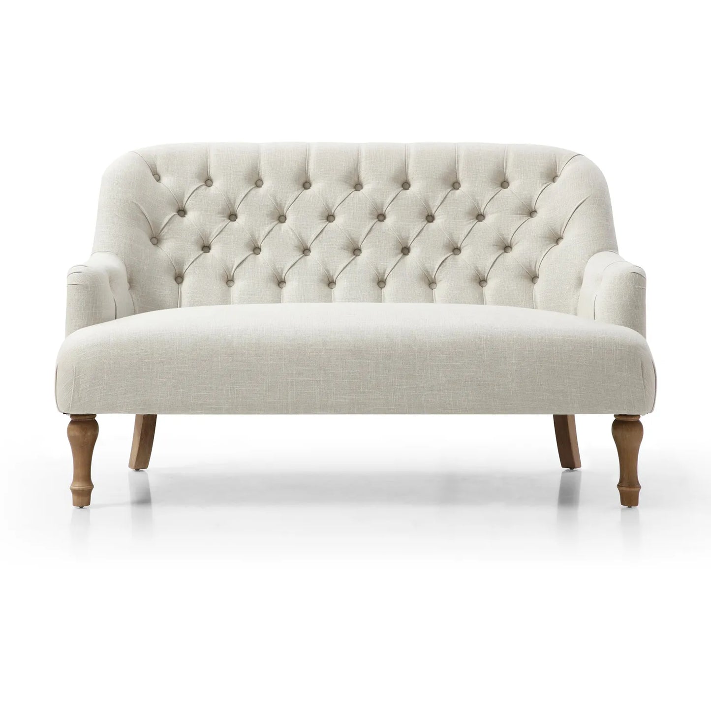 Bia Traditional Cream Linen Fabric 2 Seater Sofa - Pendle Village Furniture