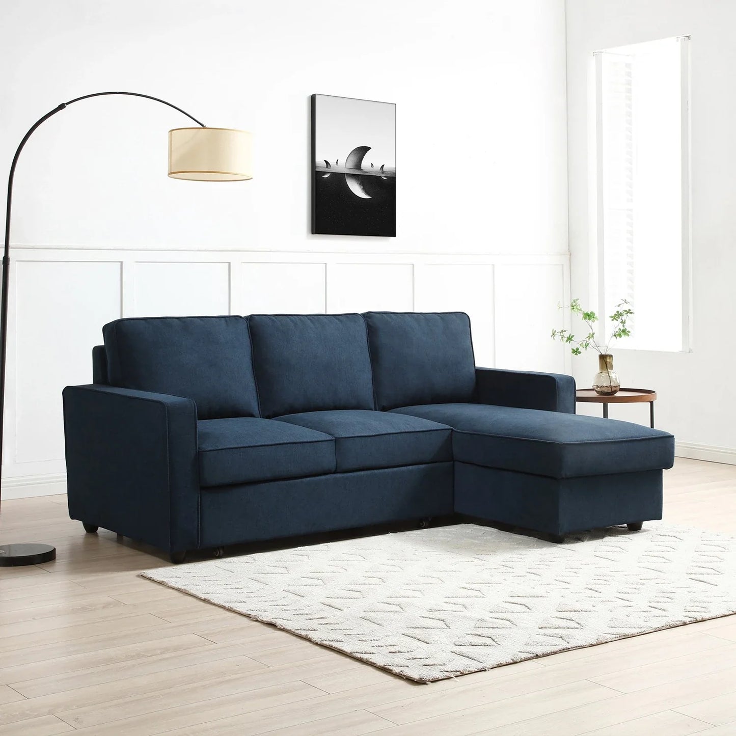 Mandy Blue Fabric Corner Sofabed with Storage - Pendle Village Furniture