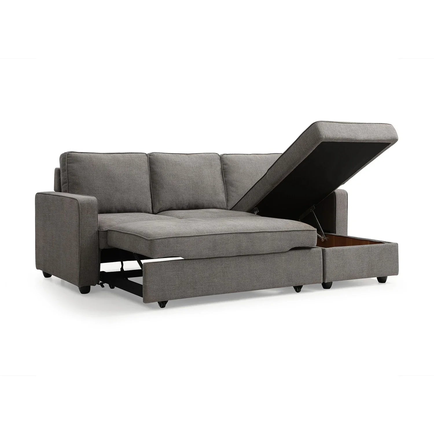Mandy Grey Fabric Corner Sofabed with Storage - Pendle Village Furniture