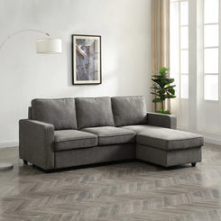 Mandy Grey Fabric Corner Sofabed with Storage - Pendle Village Furniture