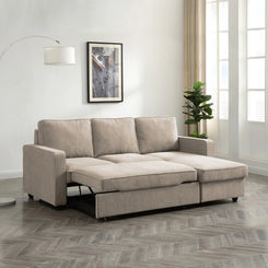 Mandy Natural Fabric Corner Sofabed with Storage - Pendle Village Furniture