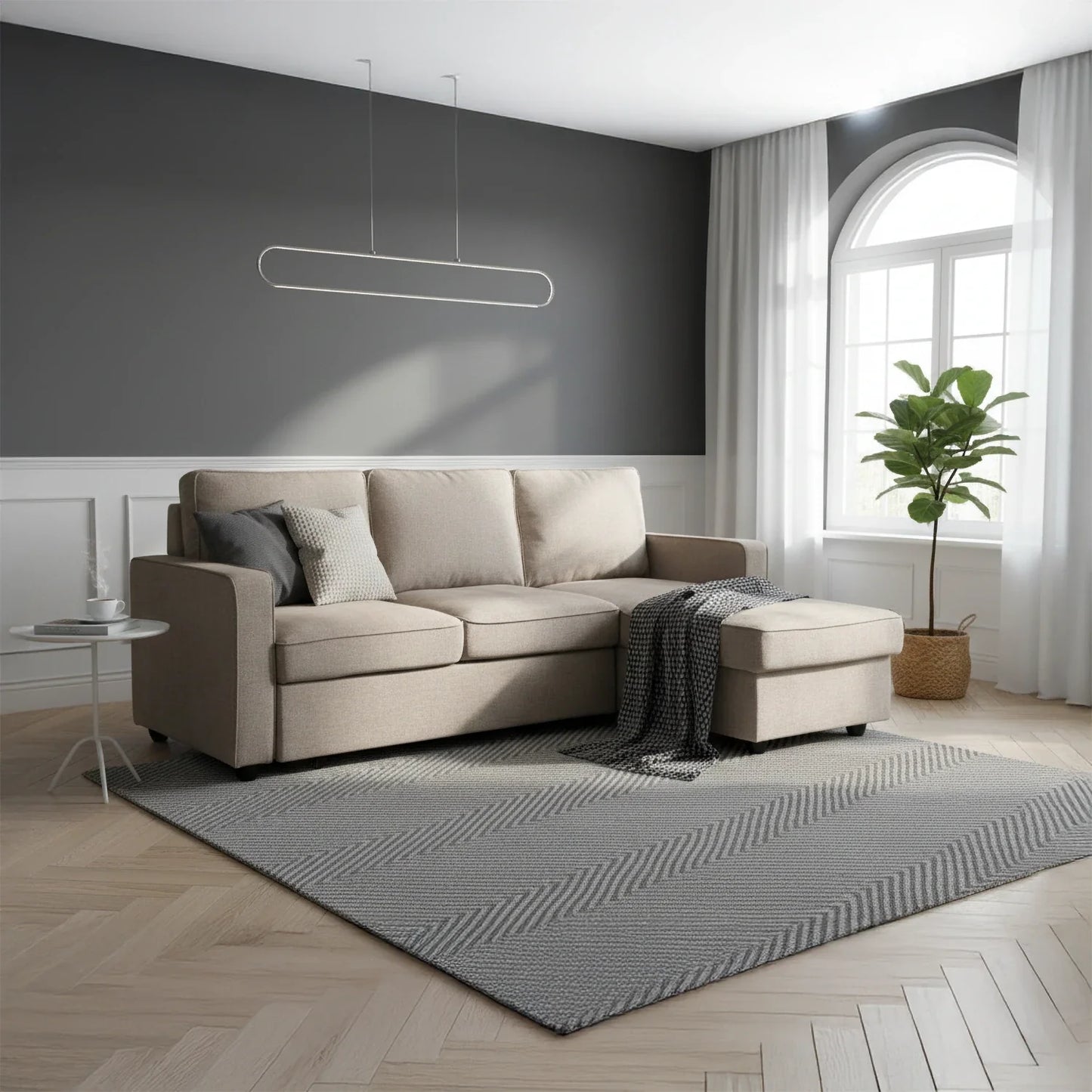Mandy Natural Fabric Corner Sofabed with Storage - Pendle Village Furniture