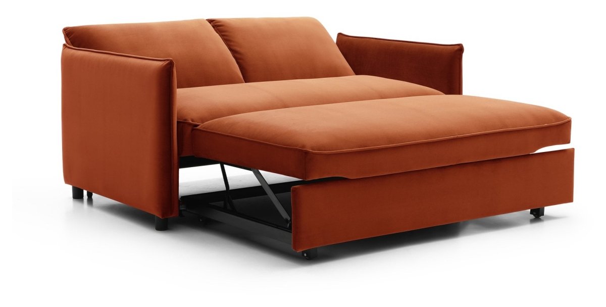 Claire Plush Velvet Burnt Orange Sofa Bed - Pendle Village Furniture