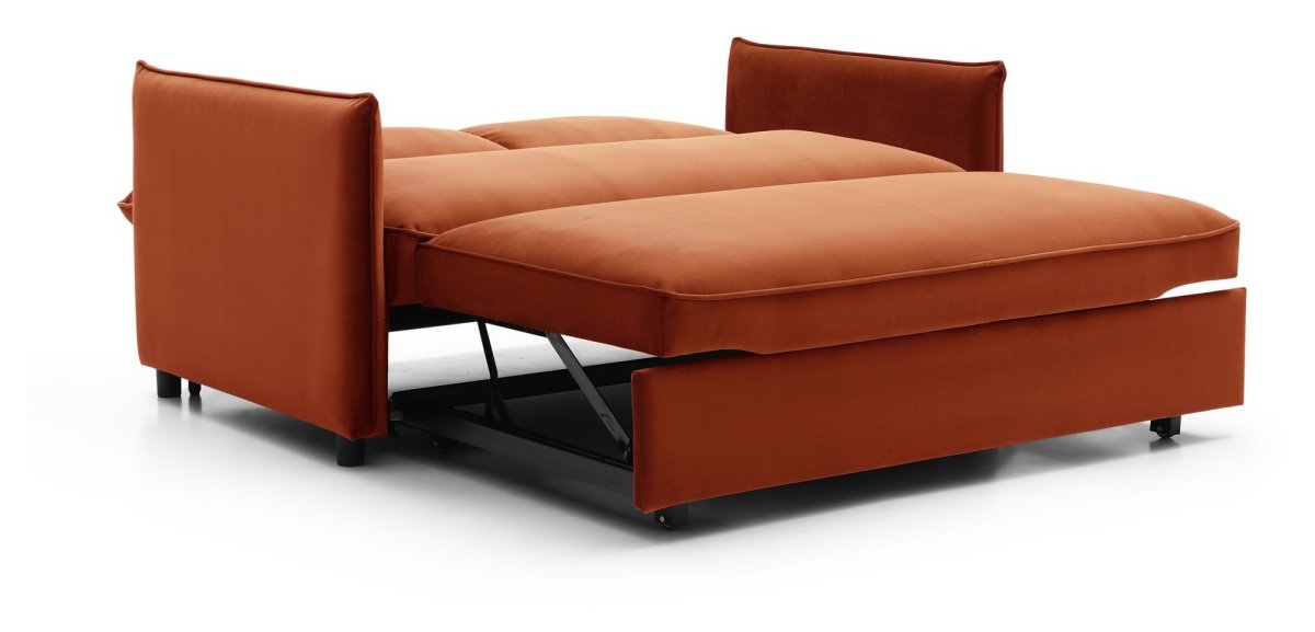 Claire Plush Velvet Burnt Orange Sofa Bed - Pendle Village Furniture