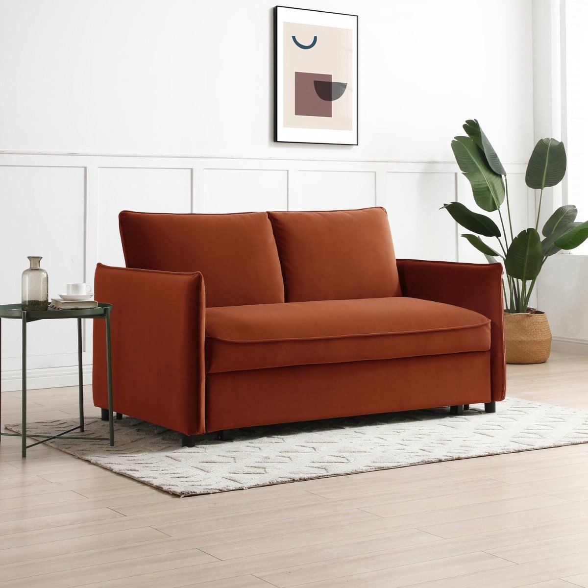 Claire Plush Velvet Burnt Orange Sofa Bed - Pendle Village Furniture