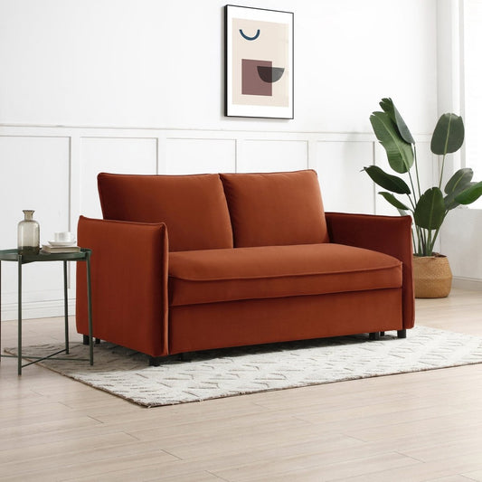 Claire Plush Velvet Burnt Orange Sofa Bed - Pendle Village Furniture